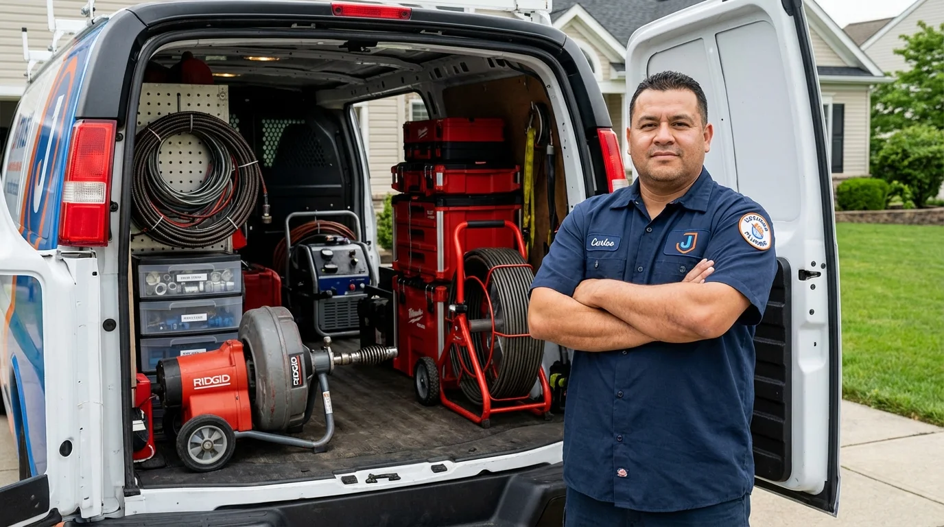 Professional drain cleaning equipment and Johns Plumbing LLC plumber in Brentwood