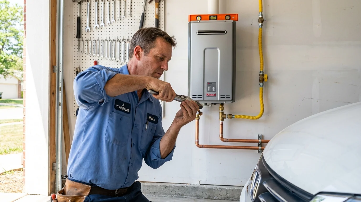 Tankless water heater installation by a Johns Plumbing LLC plumber in Brentwood